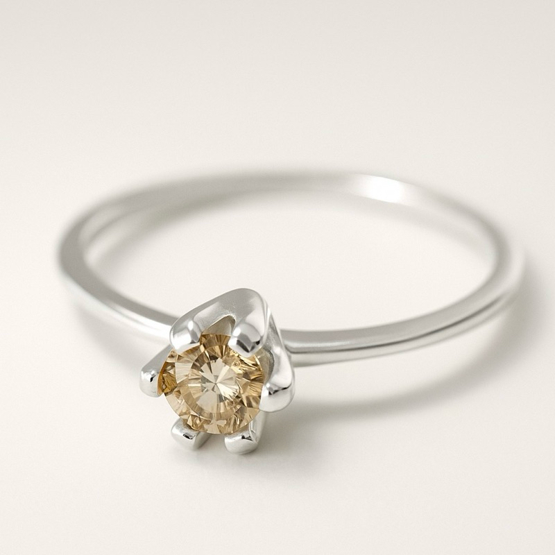 Anel Solitário Zircônia Amarela Em Prata 925 Feminino