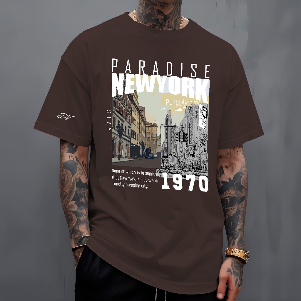 Camiseta Masculina New York Paradise 100% Algodão T-Shirt Street Wear | Plus Size em Oferta na Shopee