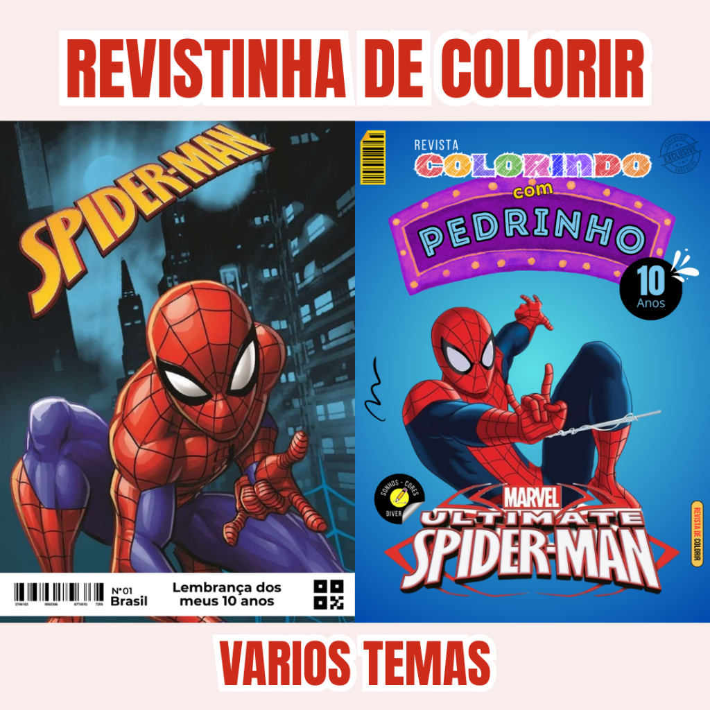 Revistinha de Colorir Personalizada Homem aranha | Lembrancinha Festa Infantil livro de colorir