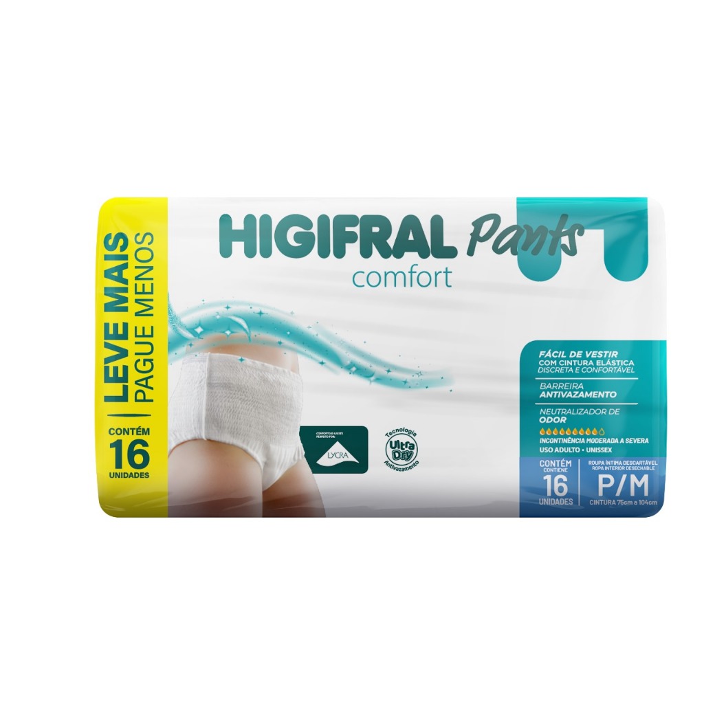Fralda Descartável Adulto Higifral Pants Comfort P/M 16 Unidades em Oferta na Shopee