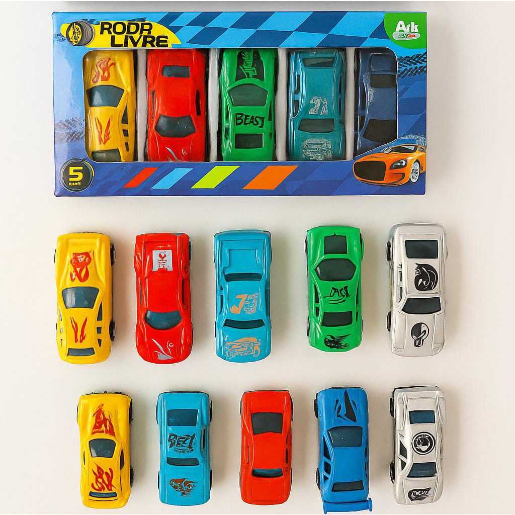 Carrinho Coleção Roda Livre Sortidos – Kit com 5, 10 ou 15 Peças na Caixa