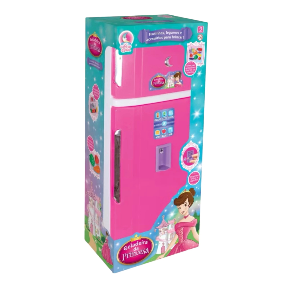 Geladeira Duplex Infantil Brinquedo Grande Princesas 70cm Cozinha de Brinquedo Sai Água de Verdade em Oferta na Shopee