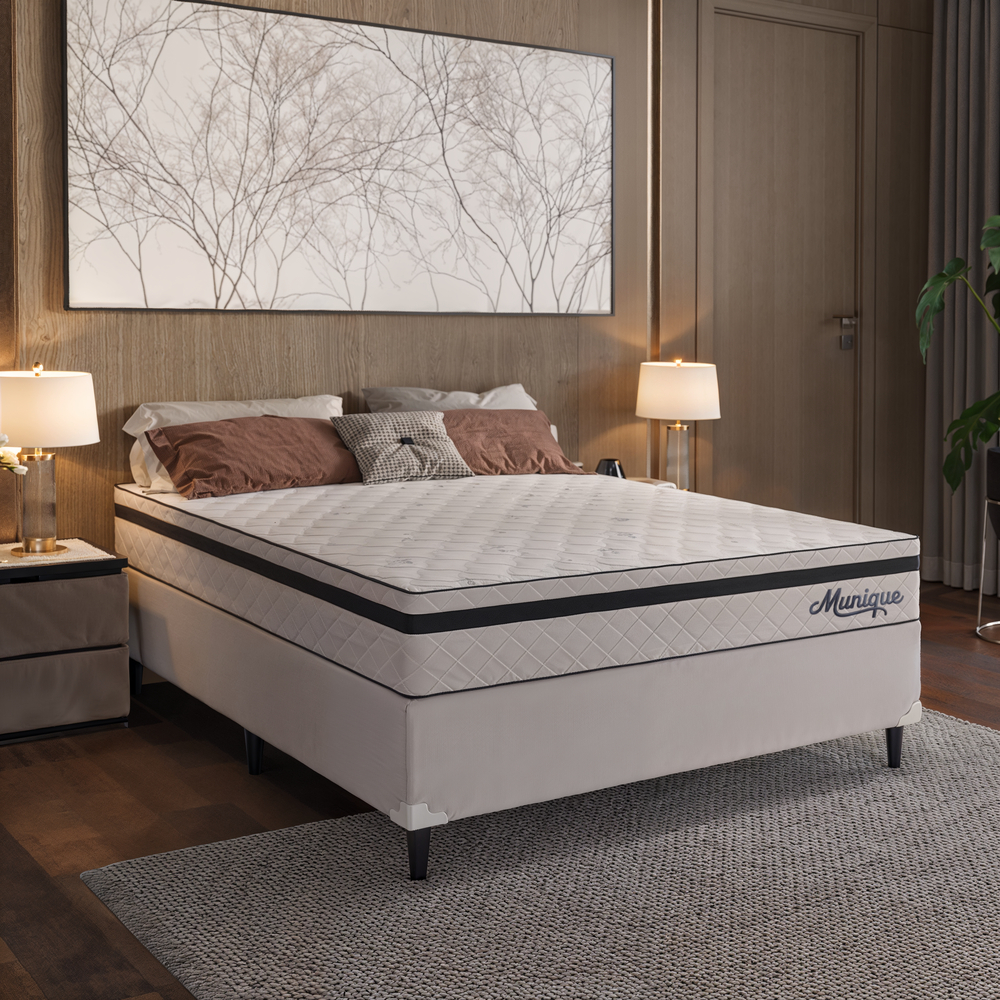 Cama Box Colchão Casal Molas Ensacadas Munique 58x138x188cm - ViaNossa em Oferta na Shopee