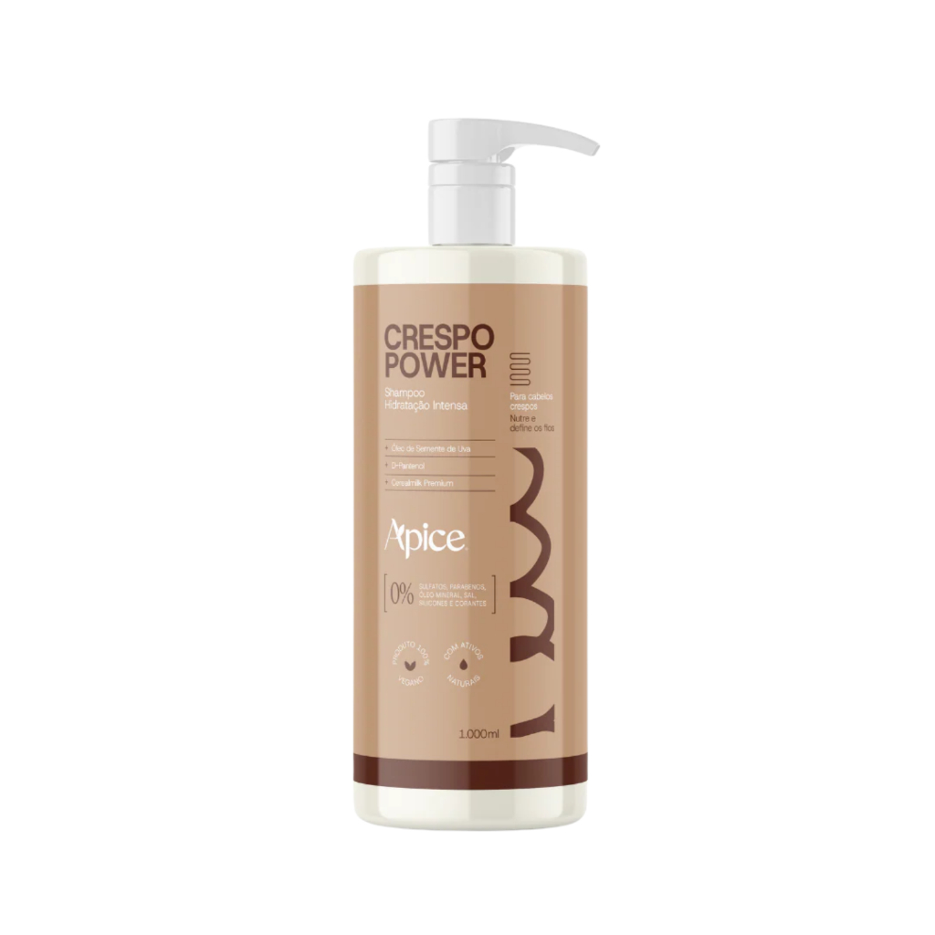 Shampoo Crespo Power Apice 1000ml Hidratante Controla o frizz