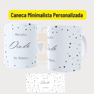 Caneca Minimalista Dinda e Dindo Personalizada Com Nome Para Presente Convite Madrinha e Padrinho De Batismo