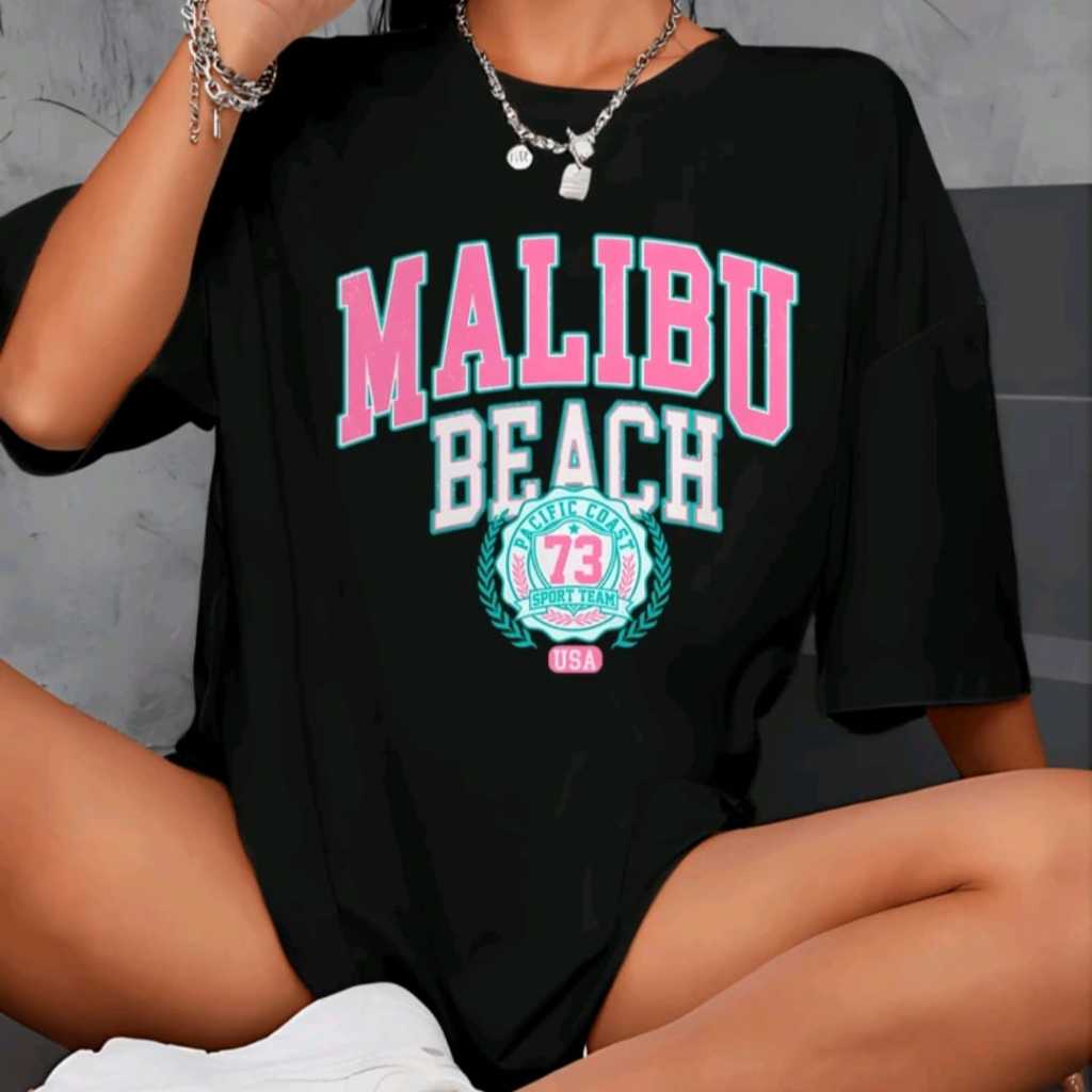 Camisetão Oversized Feminino Malibu Streetwear Moda Blogueira Algodão Largo Academia Gym Estilosa