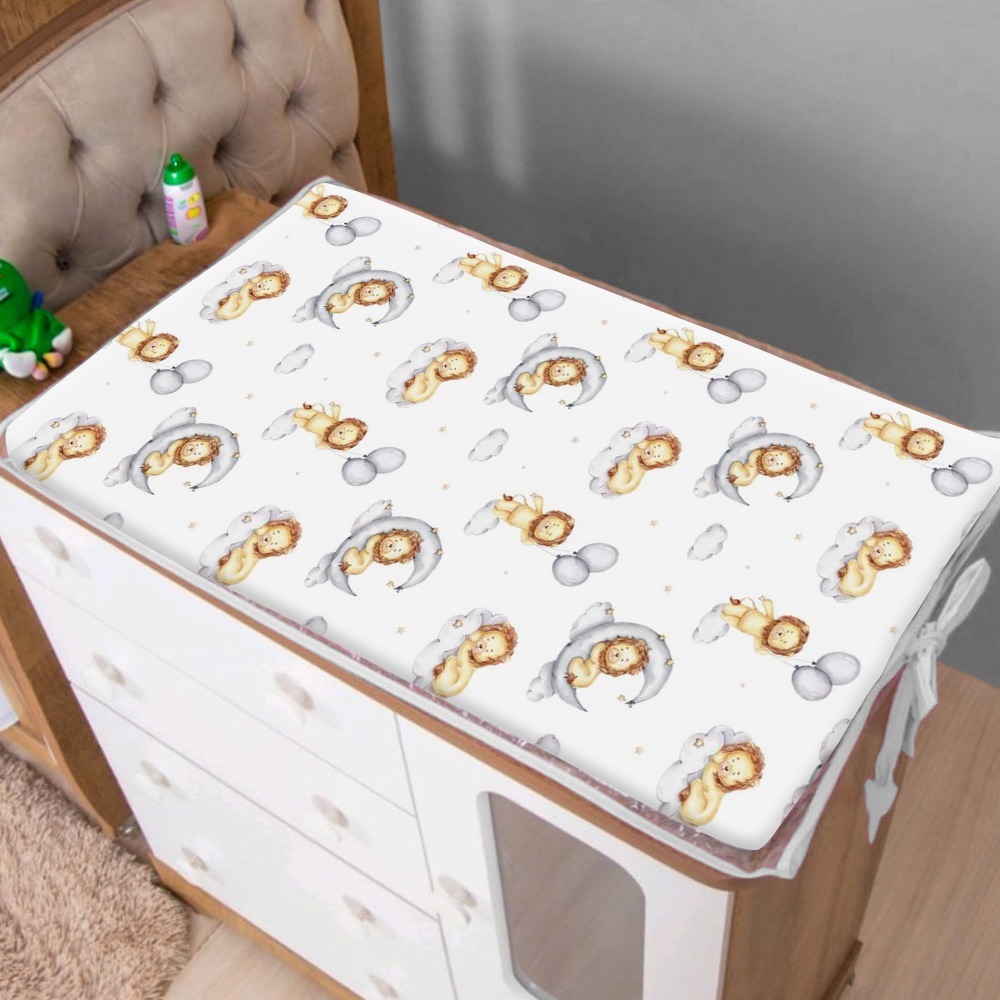 Trocador Quarto de Bebê Impermeável para Cômoda com Espuma 48X67cm Percal 400 Fios