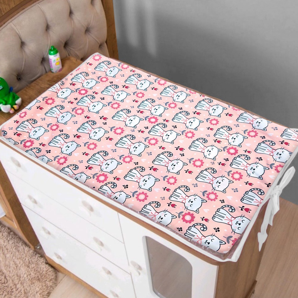 Trocador 48X67cm para Cômoda de Quarto Bebê com Espuma e Capa Impermeável Percal 400 Fios