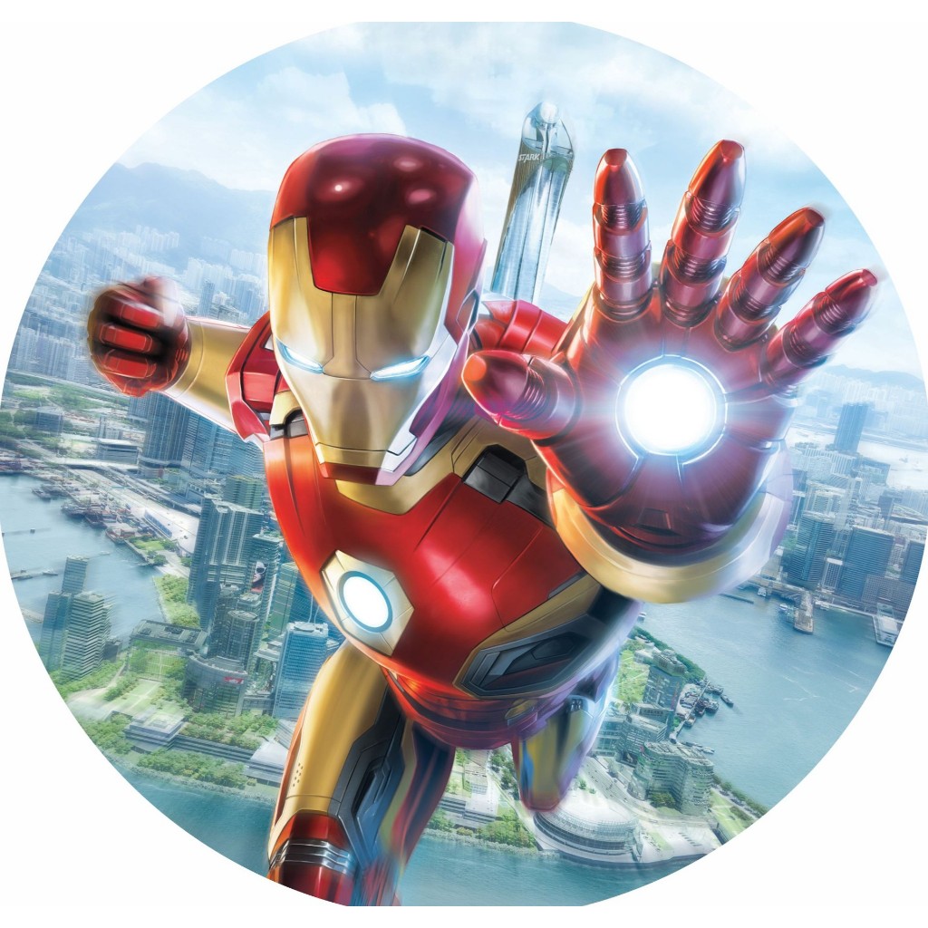 Painel em Lona Redondo Sem Elástico -  Tema Homem de Ferro - Lona Fosca