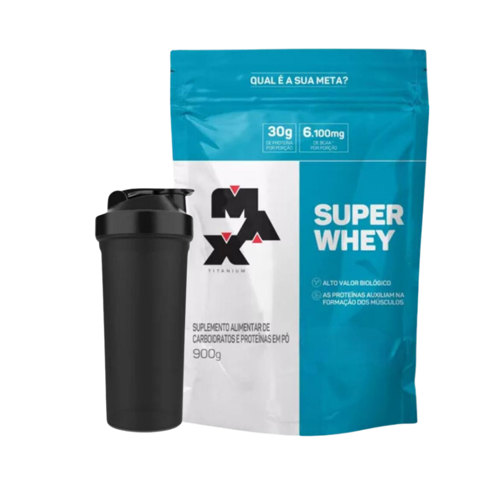Super Whey Protein 900g - Max Titanium + Coqueteleira 500 ml