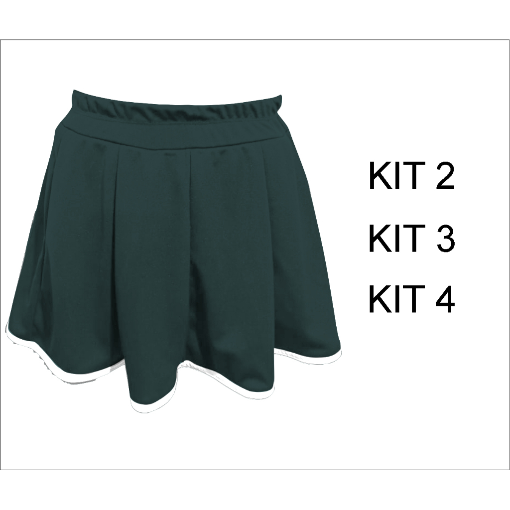 short saia verde militar escolar uniforme infantil feminino short helanca menina