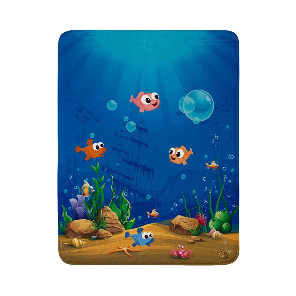Tapete Tatame Antiderrapante Emborrachado Quarto Criança Infantil Bebe Menino Menina Oceano Azul