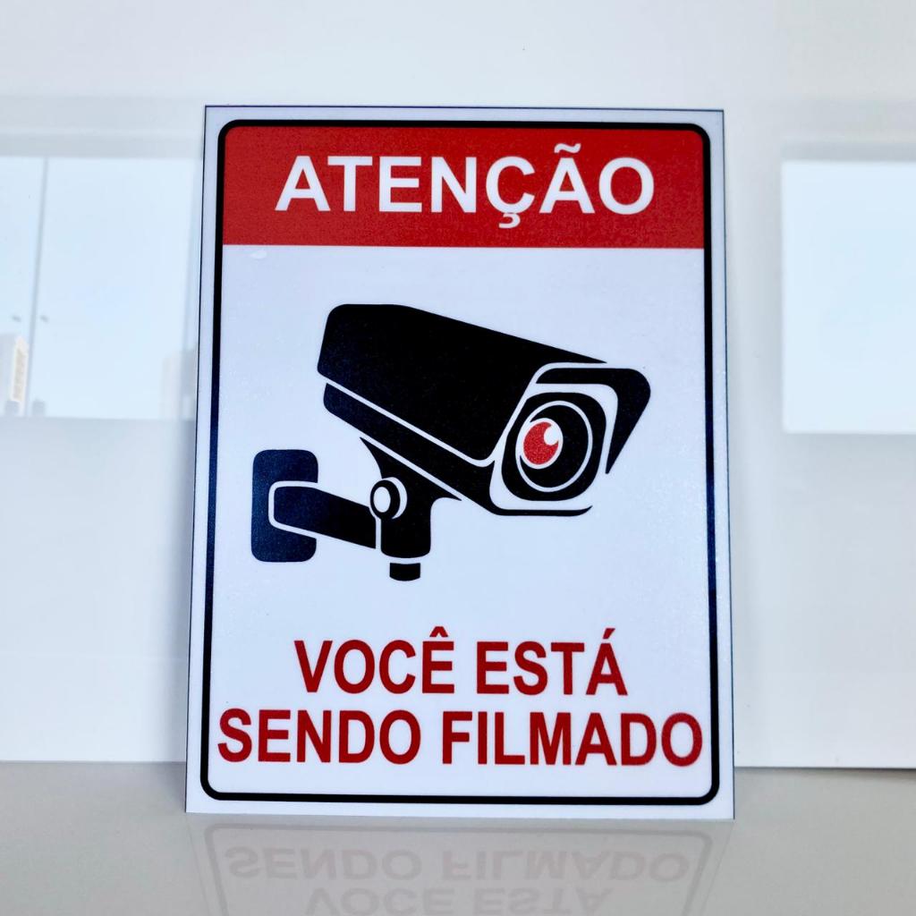 Placa Ambiente Monitorado Câmera - Aviso Você Está Sendo Filmado Atenção