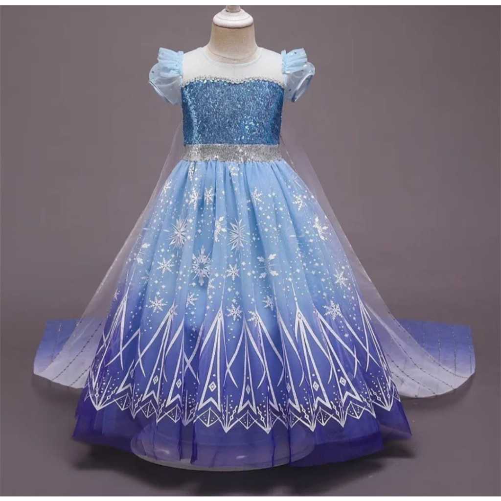 Vestido Frozen Infantil Princesa Elsa Fantasia Festa Tule Brilhante Menina