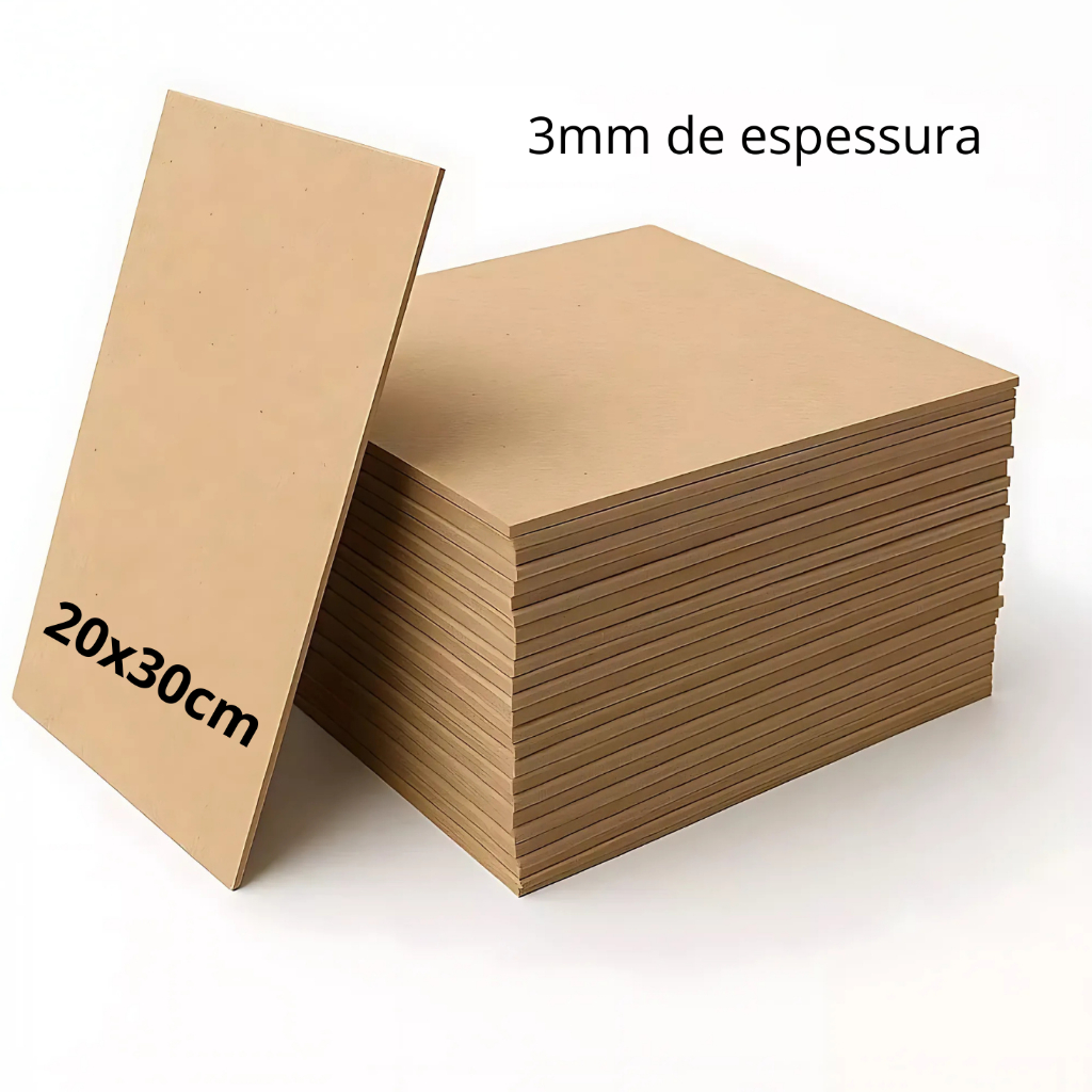 kit 10,20,30,50 Chapas Mdf Cru 3mm Placa 20x30 Artesanato Para Sublimação Quadros