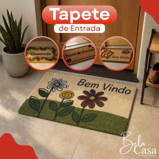 Tapete Capacho Para Porta De Entrada Bem Vindo Fibra De Coco 33x60cm Antiderrapante em Oferta na Shopee