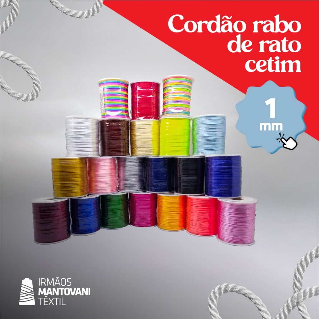Cordão Rabo de Rato Cetim 1mm – 100m | Laços, Lembrancinhas, Artesanato Criativo em Oferta na Shopee