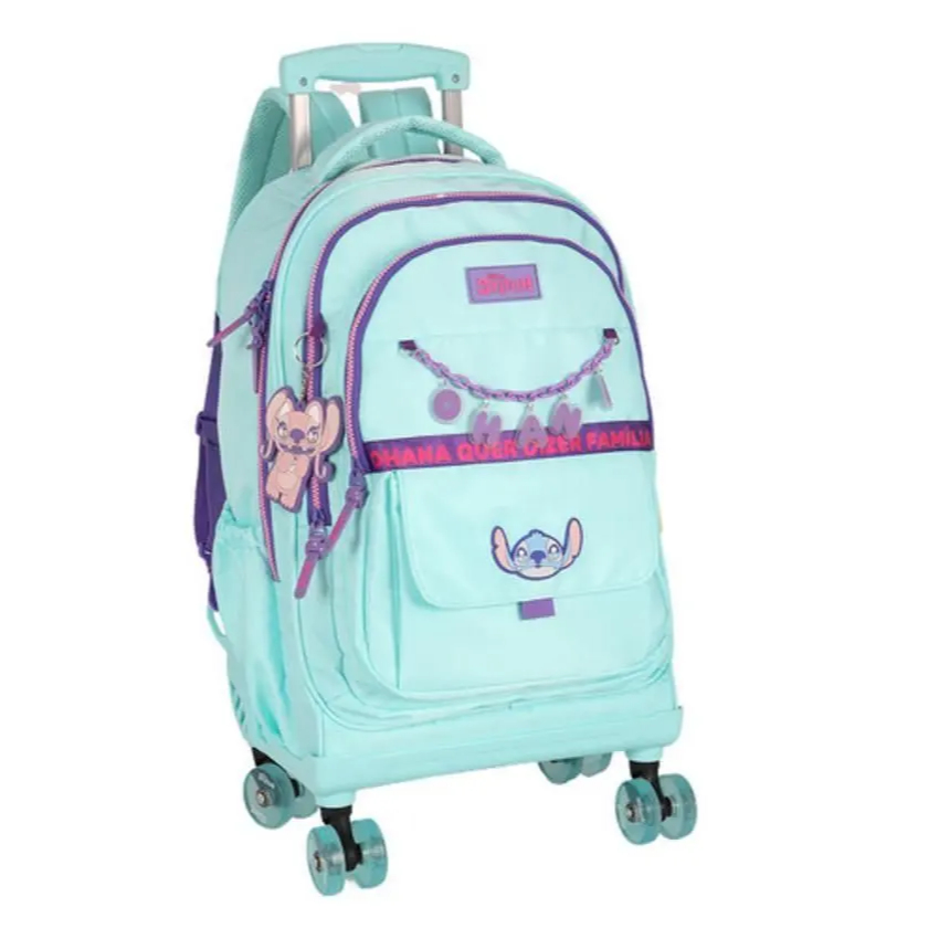 Mochila Rodinhas 360 Haste Dupla Porta Notebook Stitch TURQUESA- Luxcel