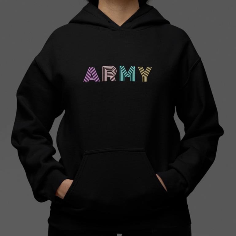 Moletom Canguru Unissex Com Capuz ARMY Casaco Unissex BTS Kpop Confortável Algodão Estampado