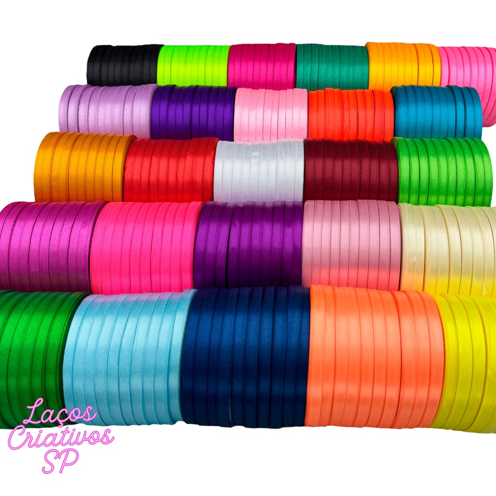 Fita de Cetim N°1 (7mm) – 90m | Laços de Cabelo, Artesanato, Scrapbook e Decoração