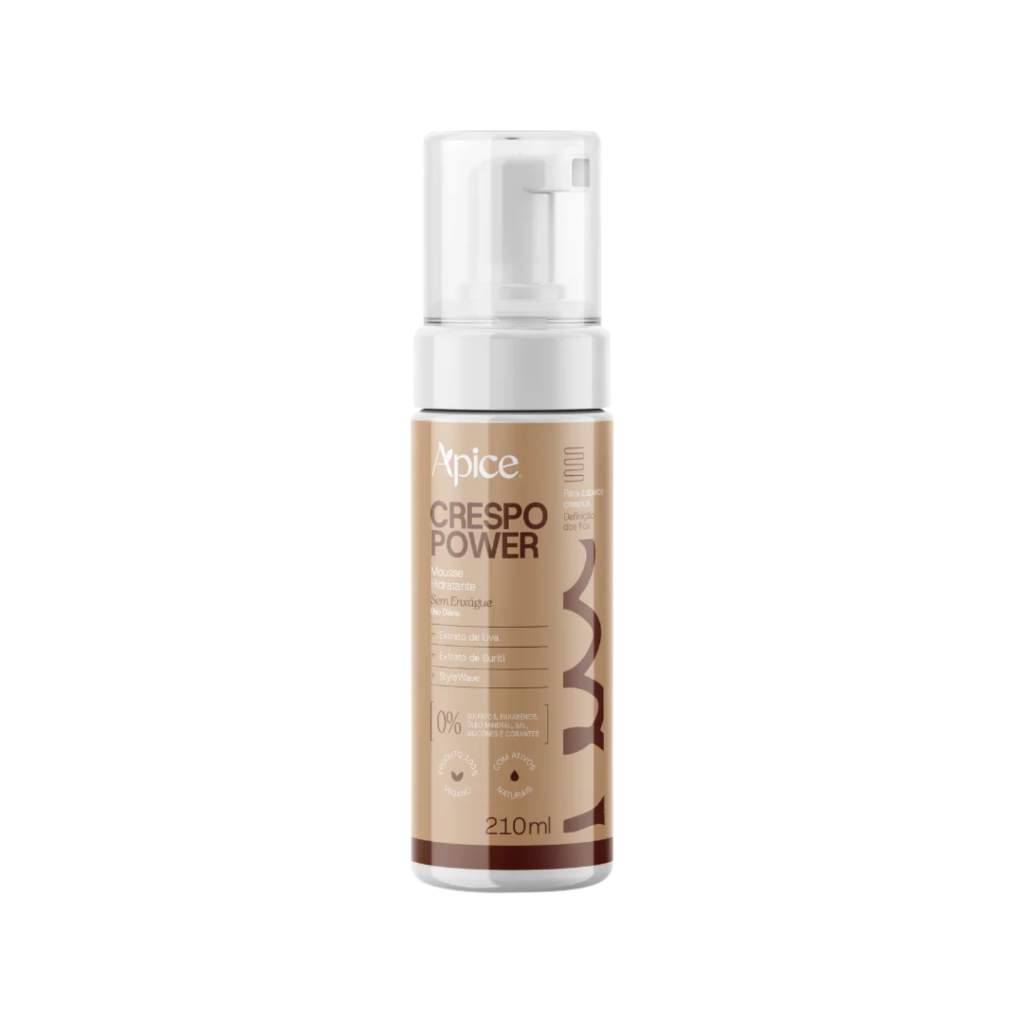 Mousse Hidratante Crespo Power Apice 210ml Proteção Térmica Cachos Definidos