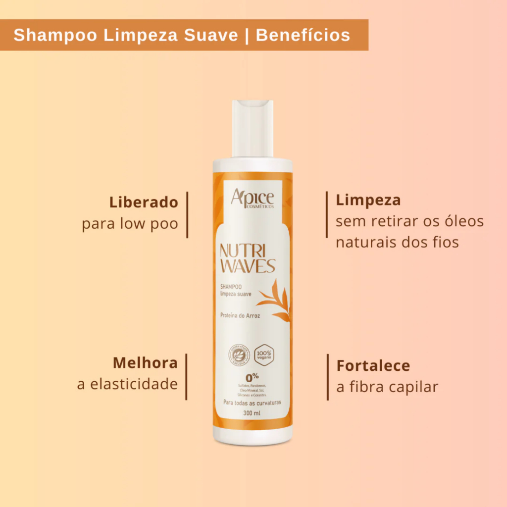 Shampoo Nutri Waves Apice 300ml Higieniza o couro cabeludo Nutrição · foto 2