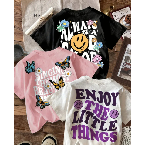 Kit 3 Camisetas Feminina Streetwear Estampadas Blusa Oversized em Oferta na Shopee