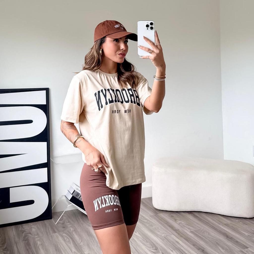 conjunto feminino blusão feminina mais short legging com estampa bermuda feminina blusa feminina camiseta oversized em Oferta na Shopee