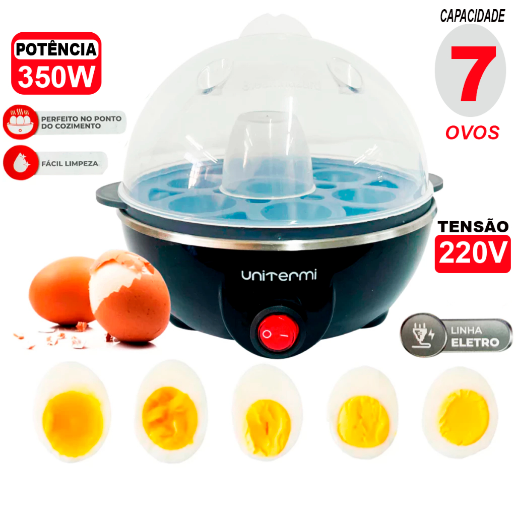 Cozedor de Ovo 7 ovos 220V Elétrico Portátil Cozinha à Vapor rápido Ovos Cozidos em Instante