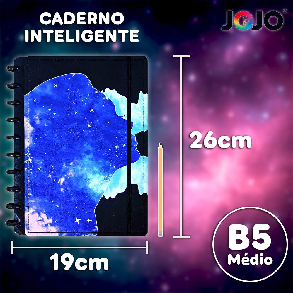 Caderno Discos Inteligentes B5 Médio 1 Matéria Capa Dura Personalizado Luxo Planner Diário Moderno Menina Fofo Galáxia