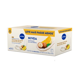 Kit NIVEA Sabonete em Barra Vegetal Nutrição da Natureza 80g (6 unidades) em Oferta na Shopee