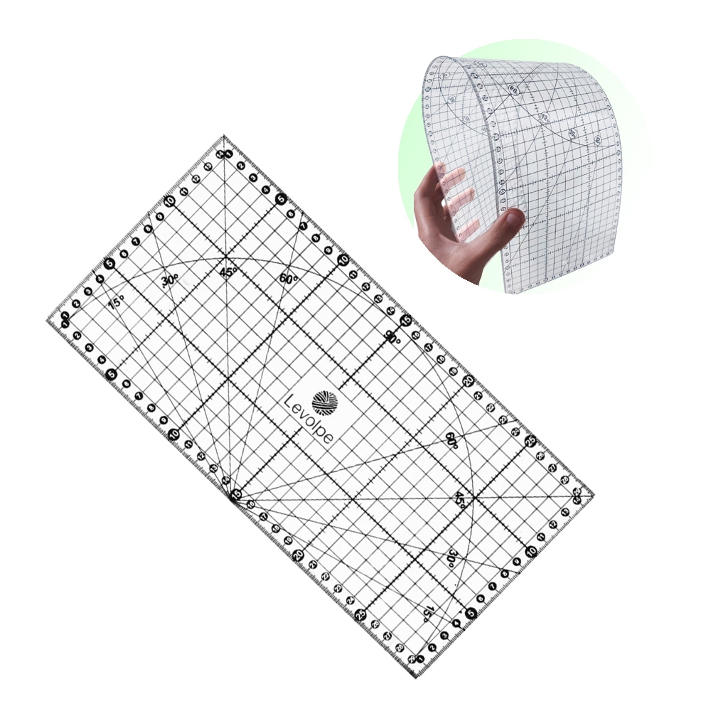 Régua 15x30 Cm Patchwork Scrapbook Milimetrada Flexível Não Quebra