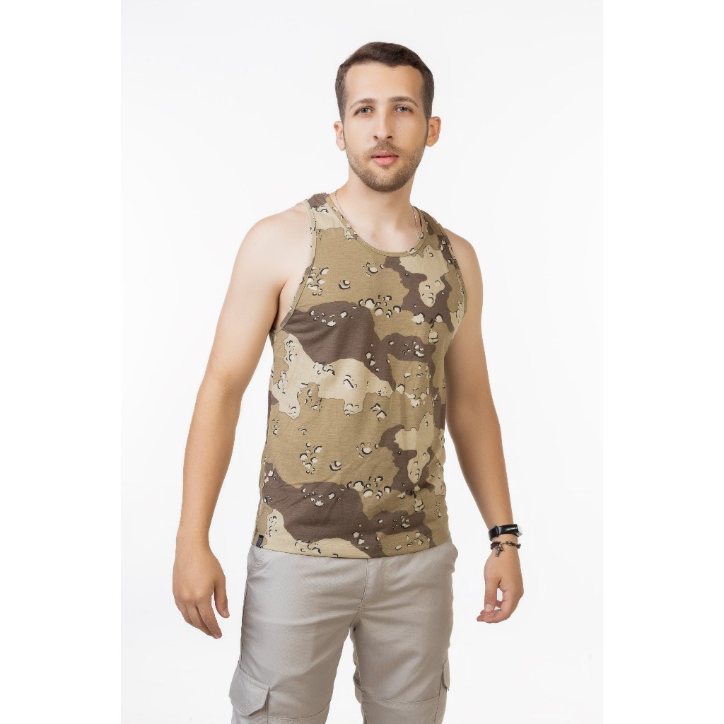 Camiseta Regata Manga Cavada Masculina Camuflada Caatinga Malha PV Use Tático