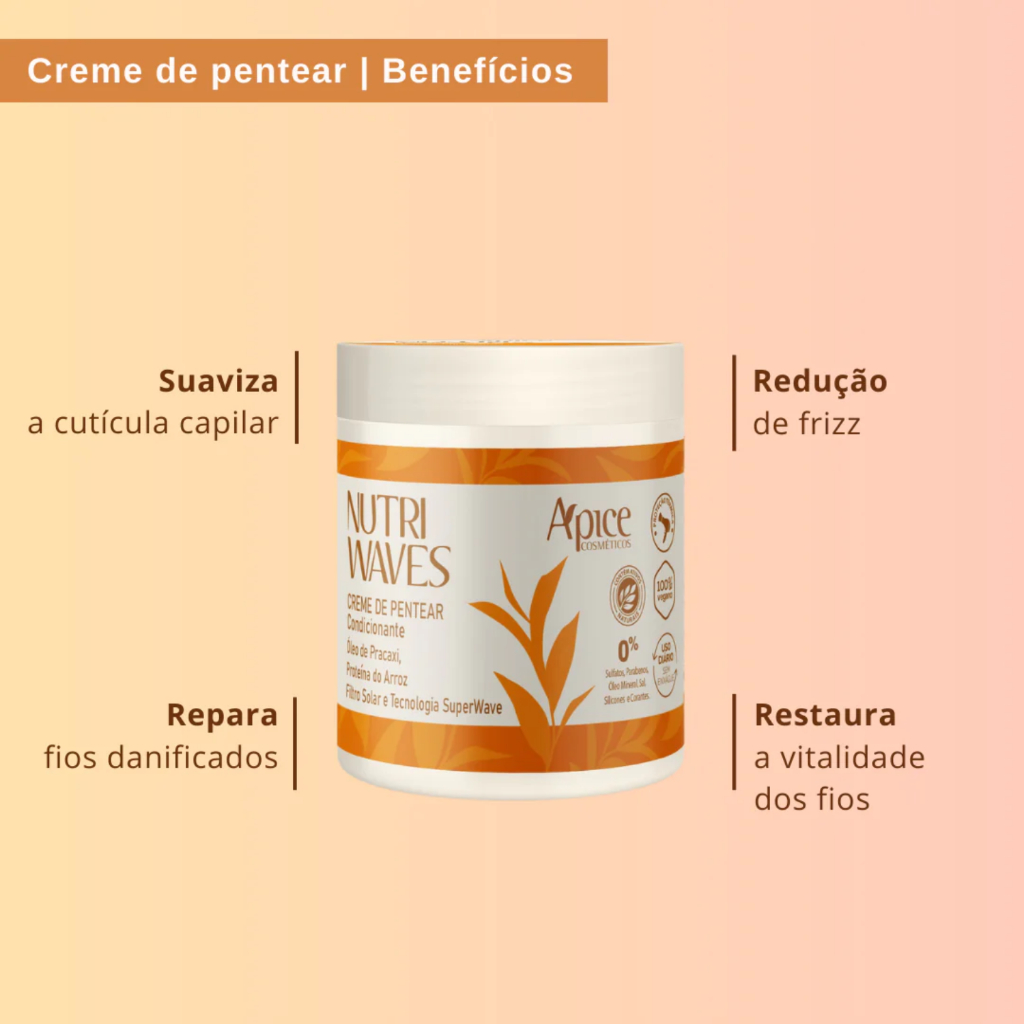 Creme De Pentear Nutri Waves Apice 500g Ação Condicionante Definição Dos Fios · foto 2