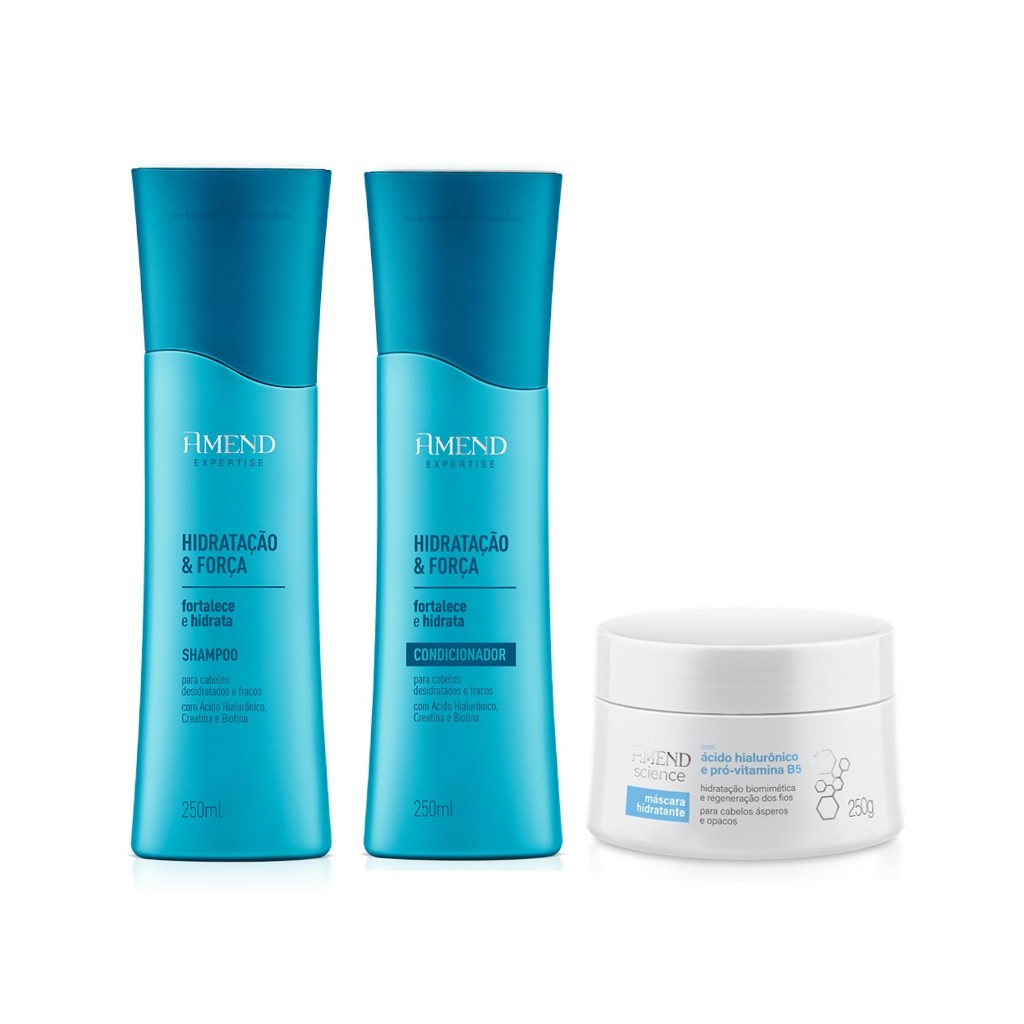 Amend Kit Hidratação e Força Shampoo e Condicionador 250ml + Science Máscara Hidratante 250g