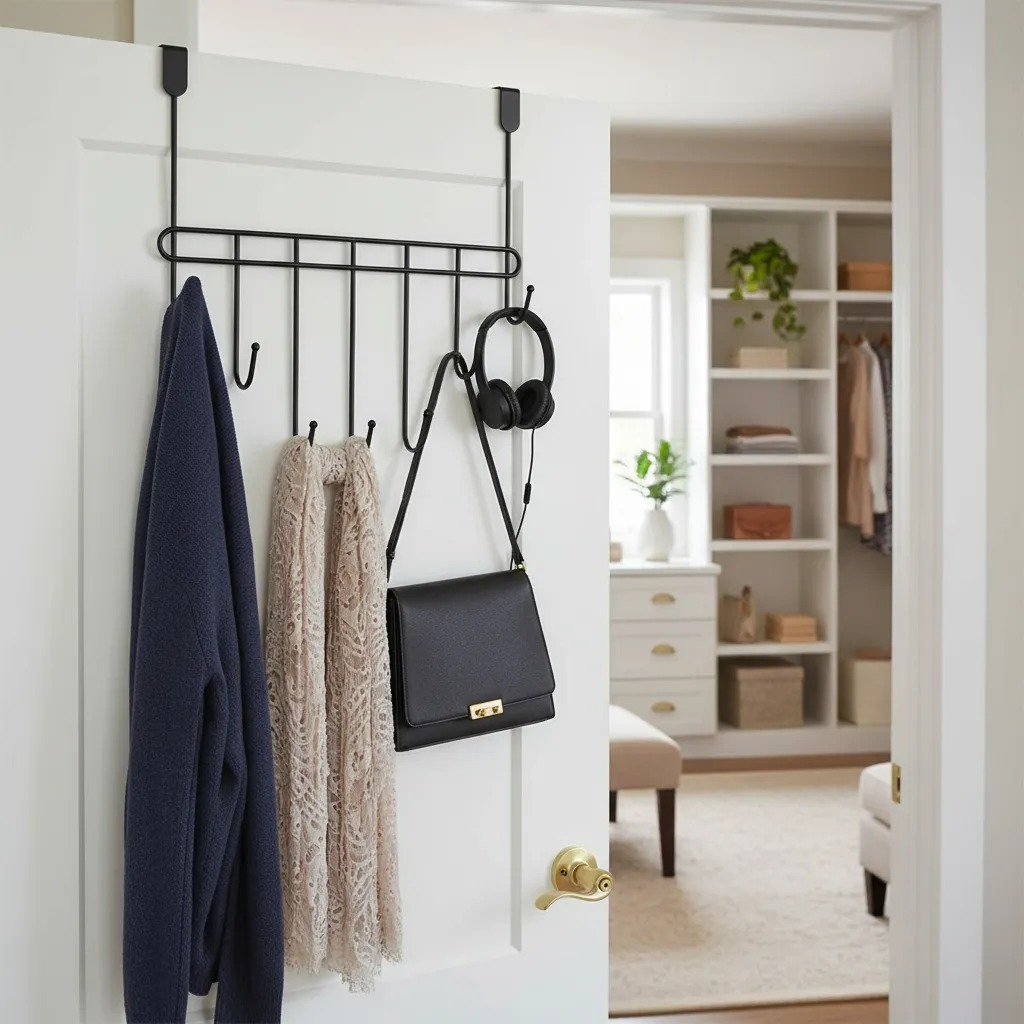 Cabideiro De Porta 7 Ganchos Suporte Organizador De Roupas Preto em Oferta na Shopee