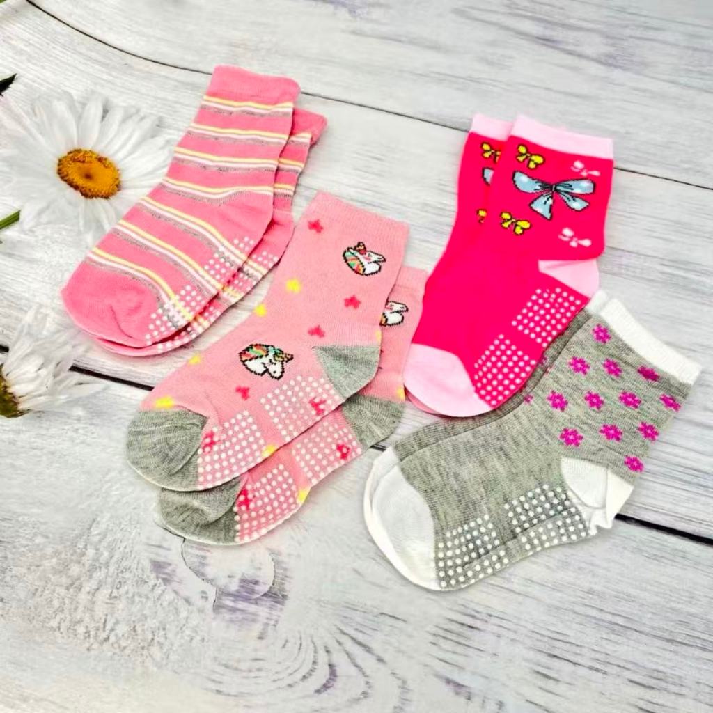 Kit 12 Pares Meias Infantil Para Meninas De Femininas Estampada E Com Antiderrapante