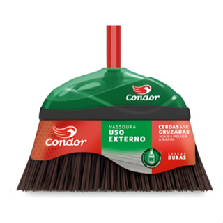 Vassoura Varre Forte Resistente Cerdas Rígidas C/Cabo Condor em Oferta na Shopee