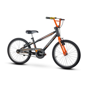 Bicicleta Aro 20" Nathor Apollo Preto e Laranja com Pezinho de Descanso em Oferta na Shopee