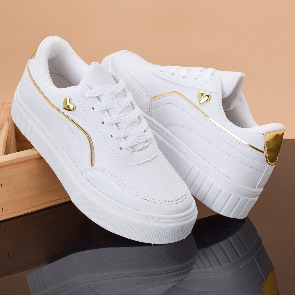 Tênis Feminino Casual Coração Branco Esportivo Academia Corrida Confortável Envio Imediato em Oferta na Shopee