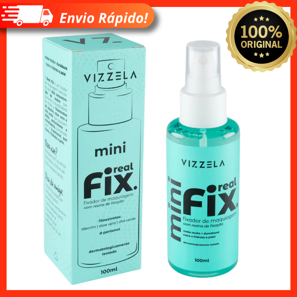 Mini Fixador de Maquiagem Real Fix Vizzela 100ml - Alta Concentração, Durabilidade e Resistência