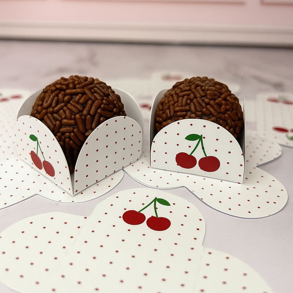 Forminhas de brigadeiro 4 Pétalas Cerejinha para Festa de Aniversário | Decoração Tema Cereja em Oferta na Shopee
