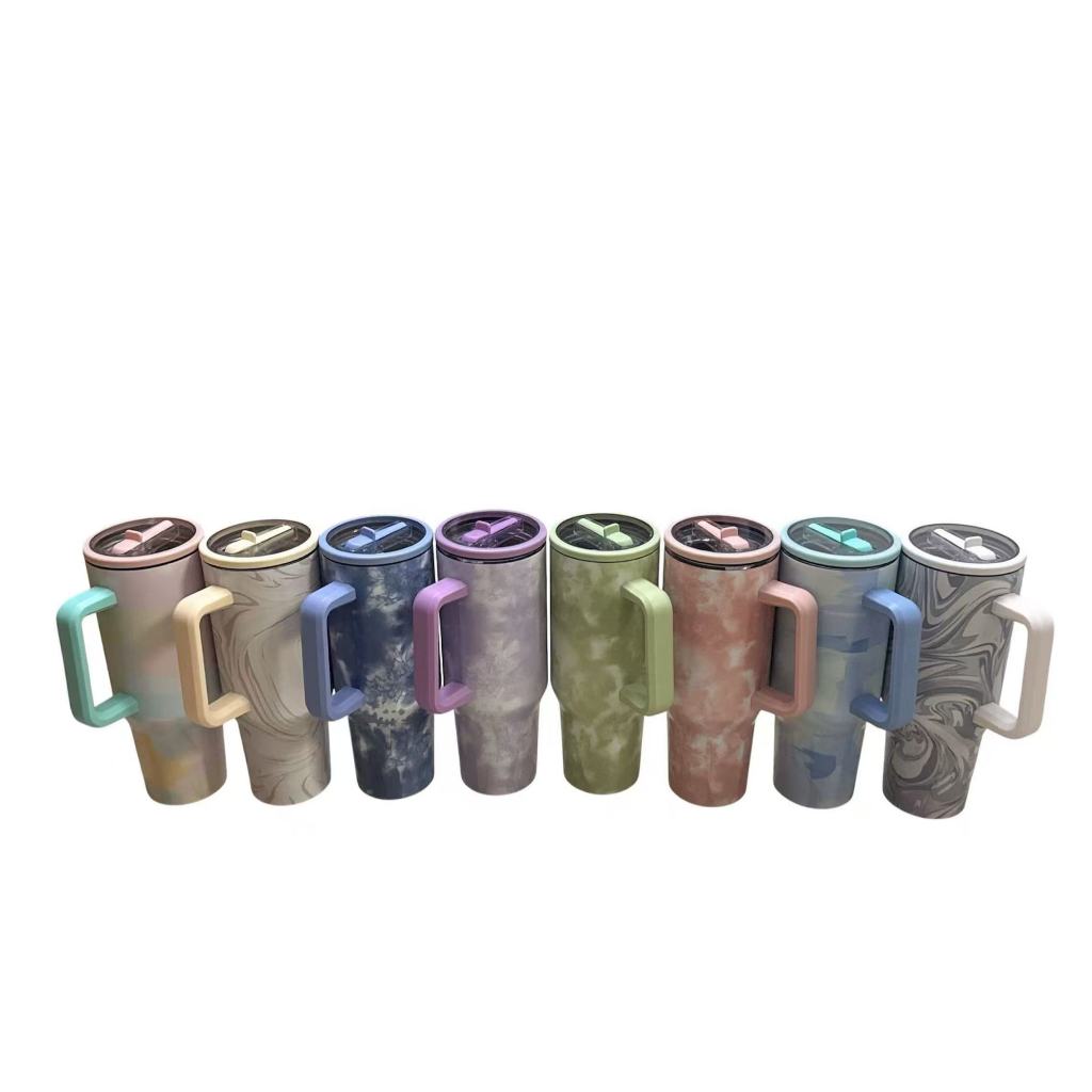 Copo Térmico Inoxidável Pintado Portátil 1200ml Garrafa Térmica com Tampa e Canudo LM