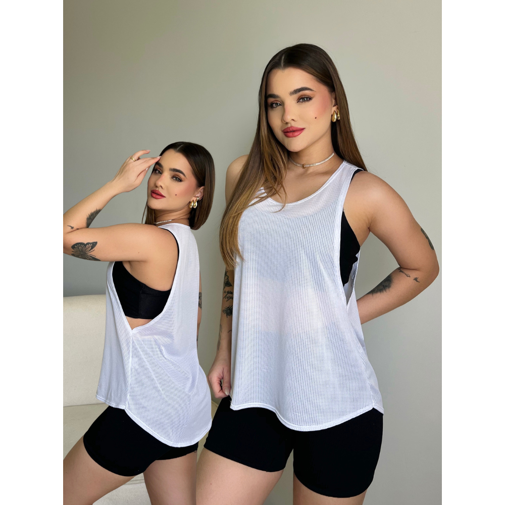 Blusas Dry Fit Feminina Regata Tapa Bumbum Tule Top Cropped Treino Vesti Legging em Oferta na Shopee