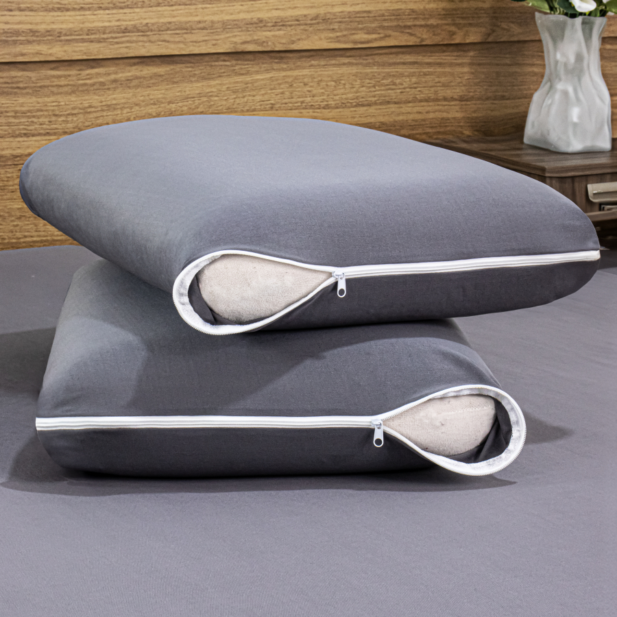 Kit Capa Protetora de Travesseiro/Almofada 2 Peças - Fronha em Malha Gel (Helanca) 50cm x 70cm com Zíper