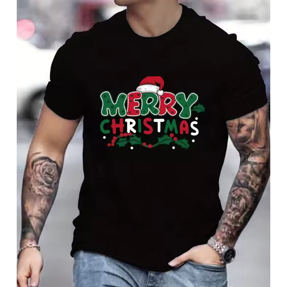 Camiseta Camisa Blusa Algodão Unissex Merry Christmas Gorro Natal.