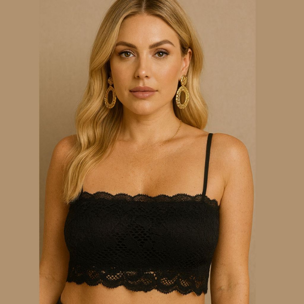 Top Cropped Renda com Bojo Sutiã Sexy, Confortavel