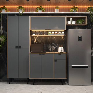 Cozinha Completa Compacta Mdf Estilo Industrial Com Armários Modulados E Puxadores Em Metal Mod: Cozinha Esperta Top em Oferta na Shopee