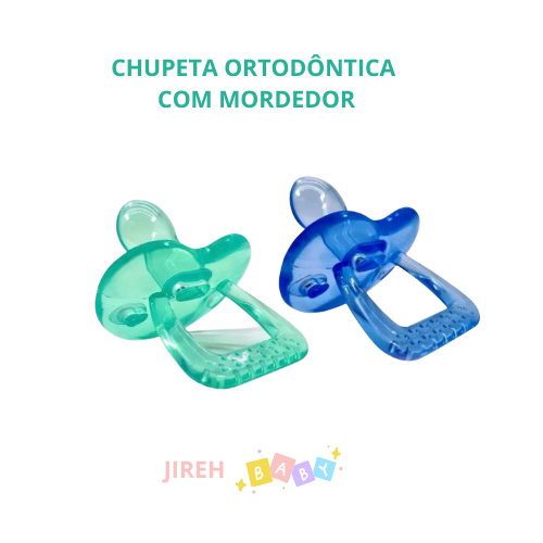 Chupeta Ortodôntica Menino 100% Silicone com Mordedor Fase 2