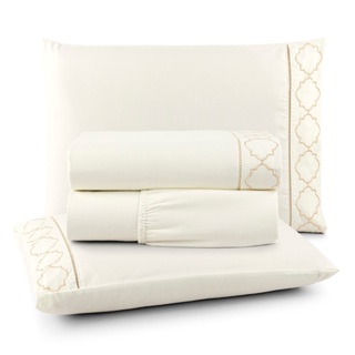 Jogo de Lençol 4 Peças Bordado 400 Fios Acetinado Casal Queen King Infinity em Oferta na Shopee